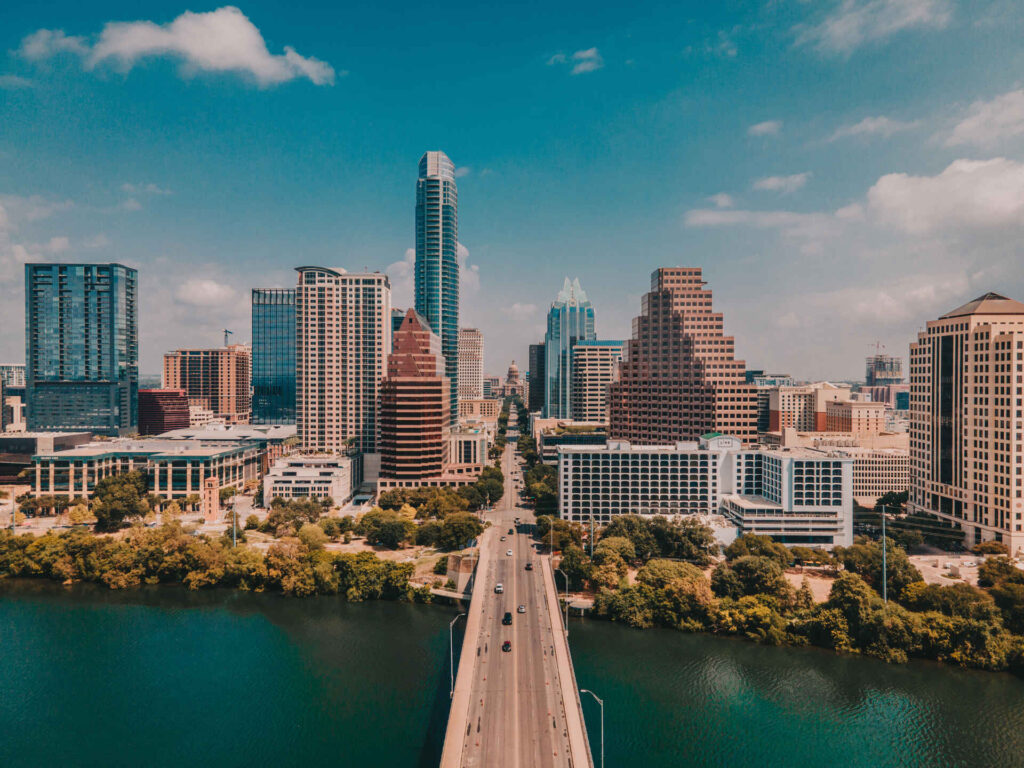 An aerial view of Austin after interstate moving
