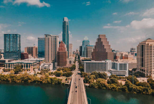 An aerial view of Austin after interstate moving