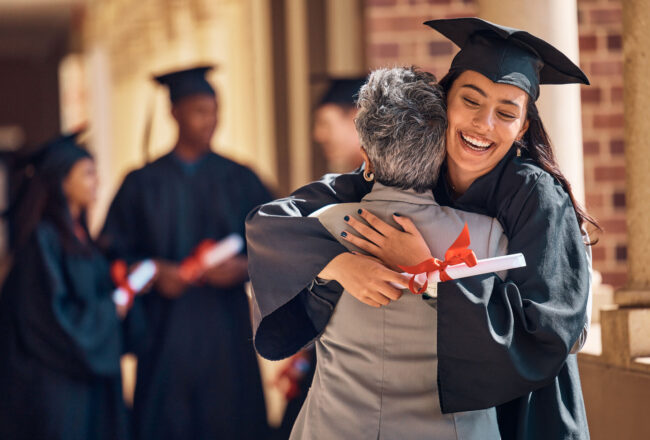 Hug, graduation and graduate
