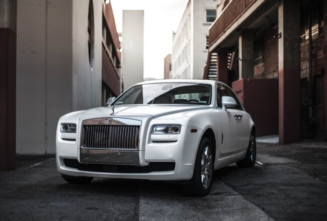 White Rolls Royce in the alley