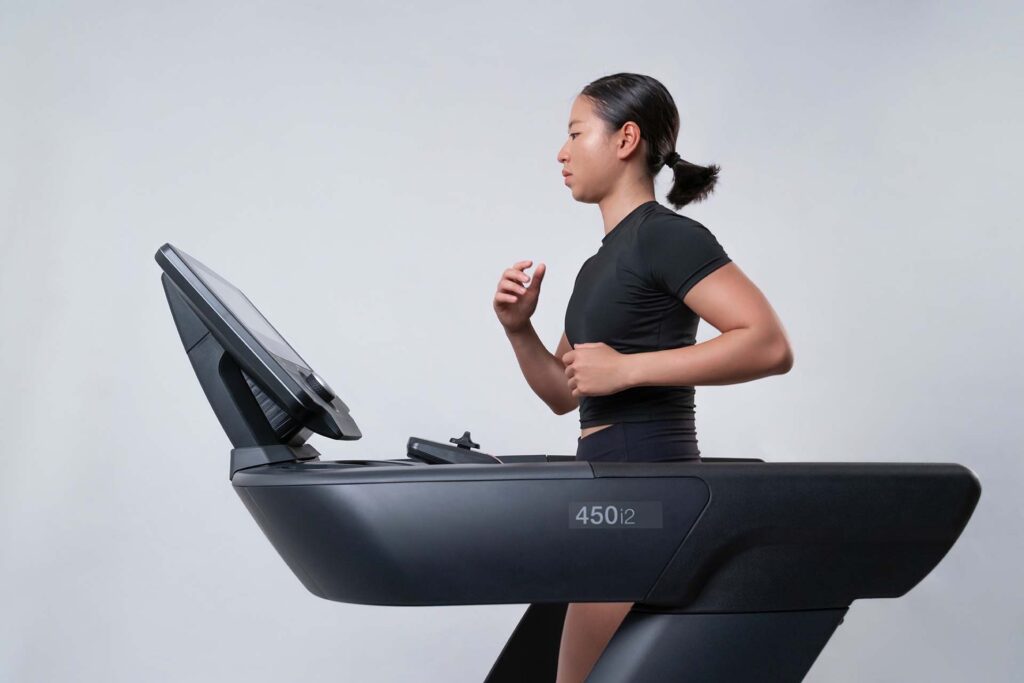 A woman on a treadmill 